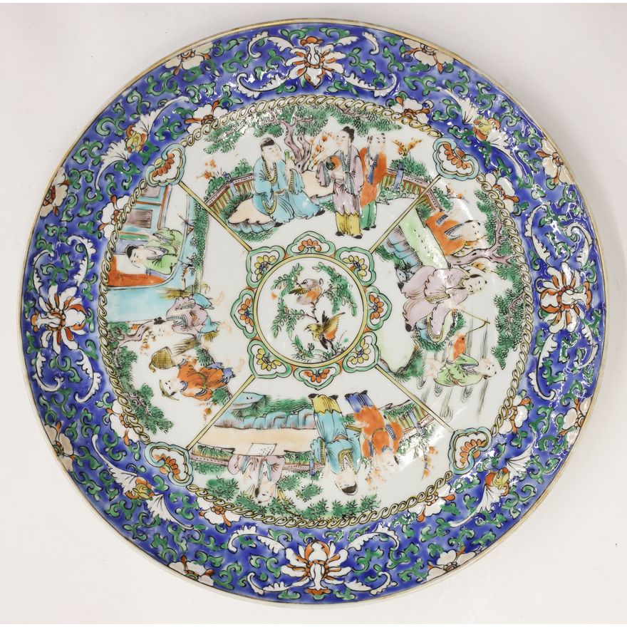 Unusual Chinese Famille Verte Porcelain Plate