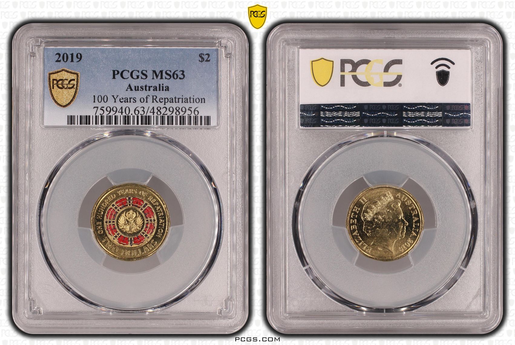 Elizabeth II, 100 Years of Repatriation - Colorized , Two Dollar, 2019, PCGS MS63