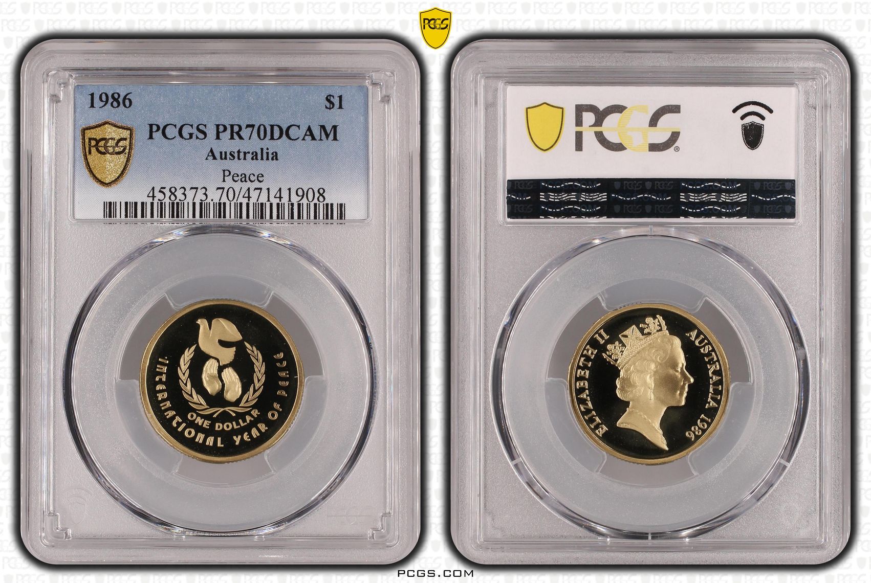 Elizabeth II, Peace, One Dollar, 1986, PCGS PR70DCAM