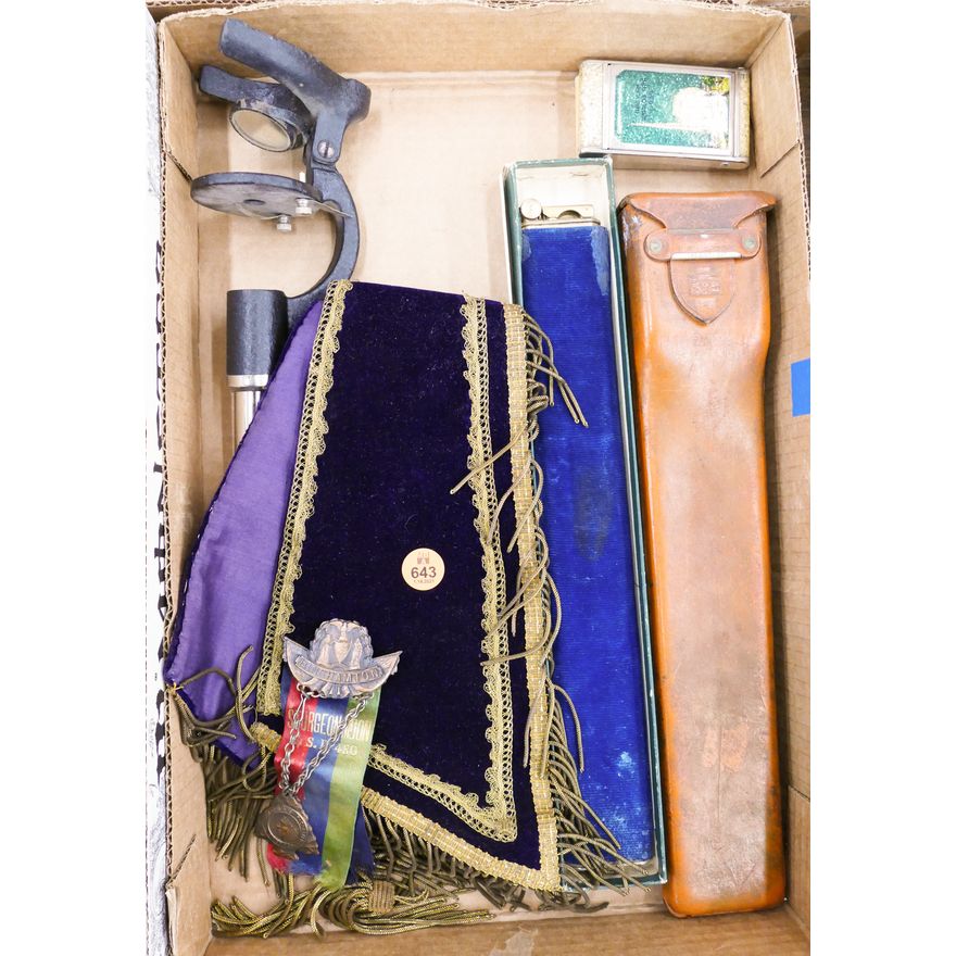 Box Old Masonic Sash Etc
