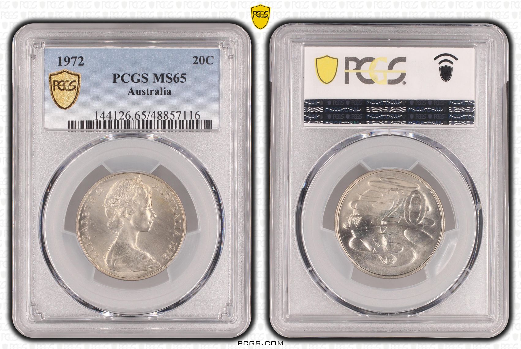 Twenty Cent, 1972, PCGS MS65
