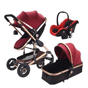 Family Baby Pram 3 In 1 Red Colour Baby Stroller Travelling System|