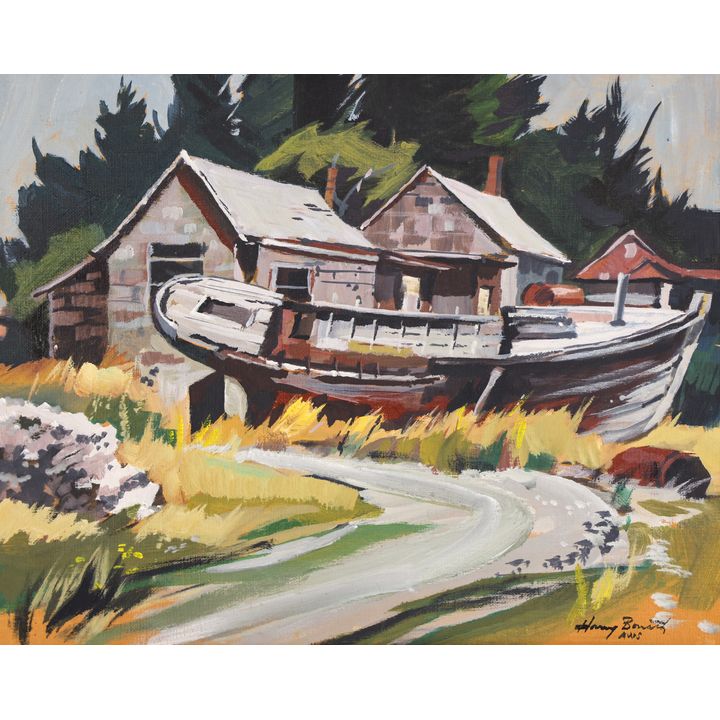 Harry Bonath ''Boat Houses'' Oil