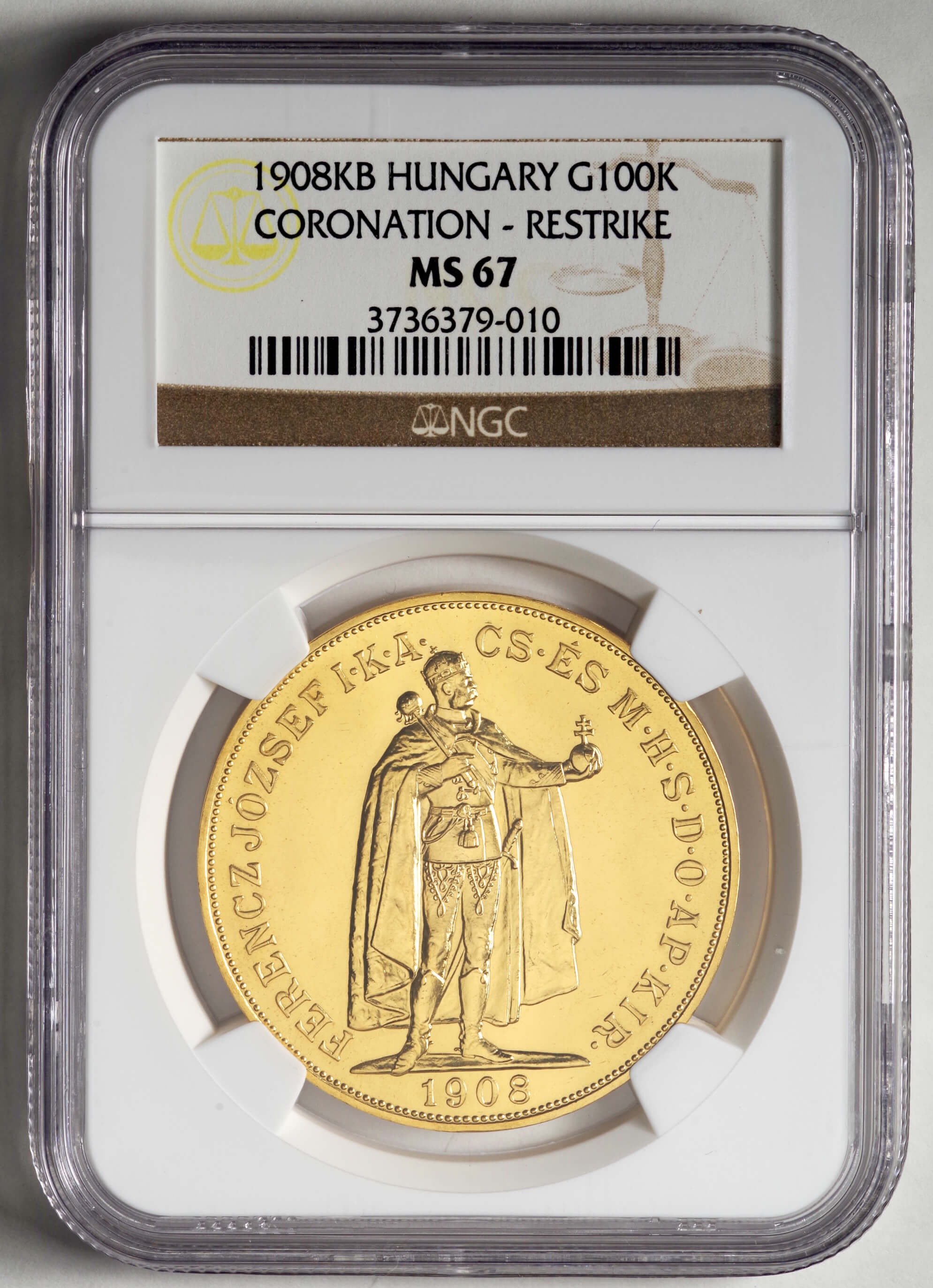 ハンガリー-Hungary. フランツ・ヨーゼフ1世立像 戴冠式 100コロナ金貨