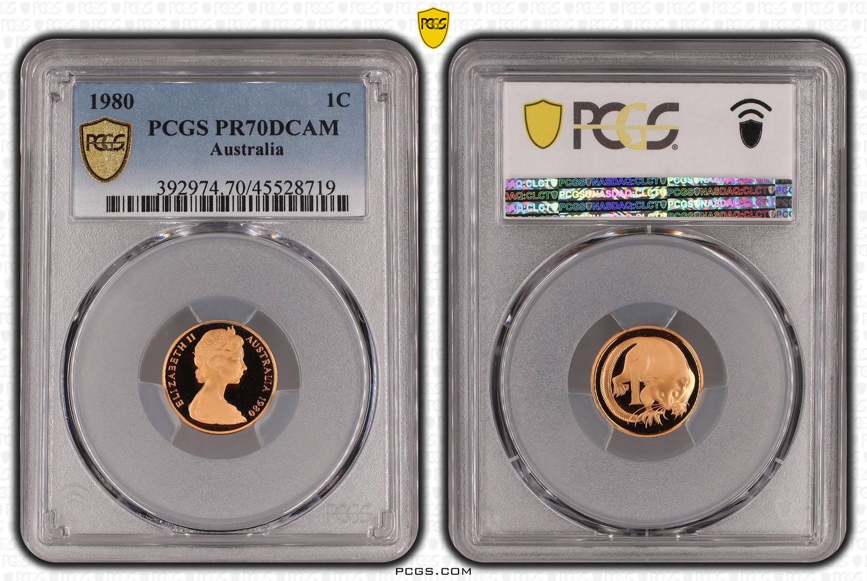 Elizabeth II, One Cent, 1980, PCGS PR 70DCAM