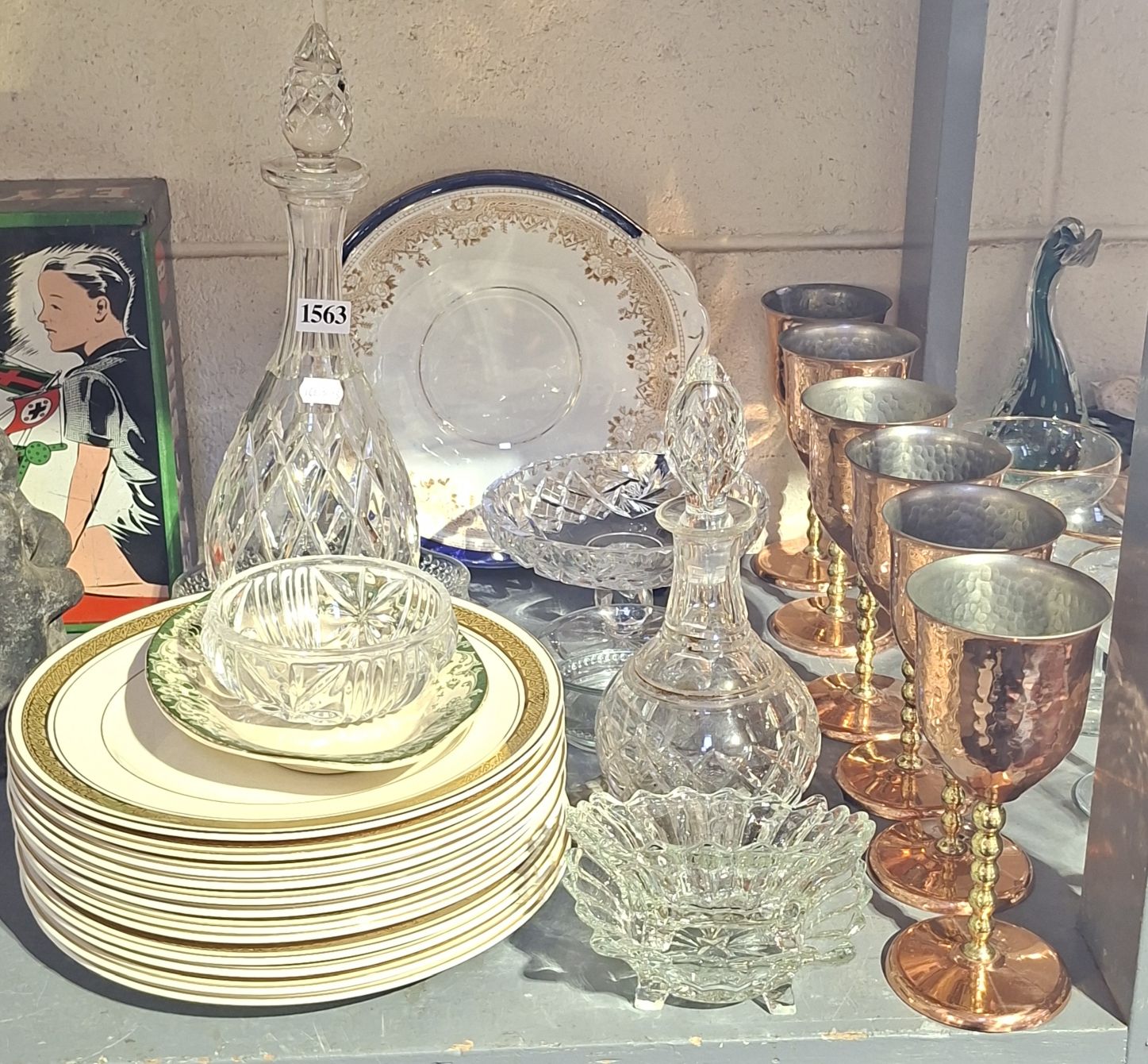 English China, Crystal And Copper Goblets