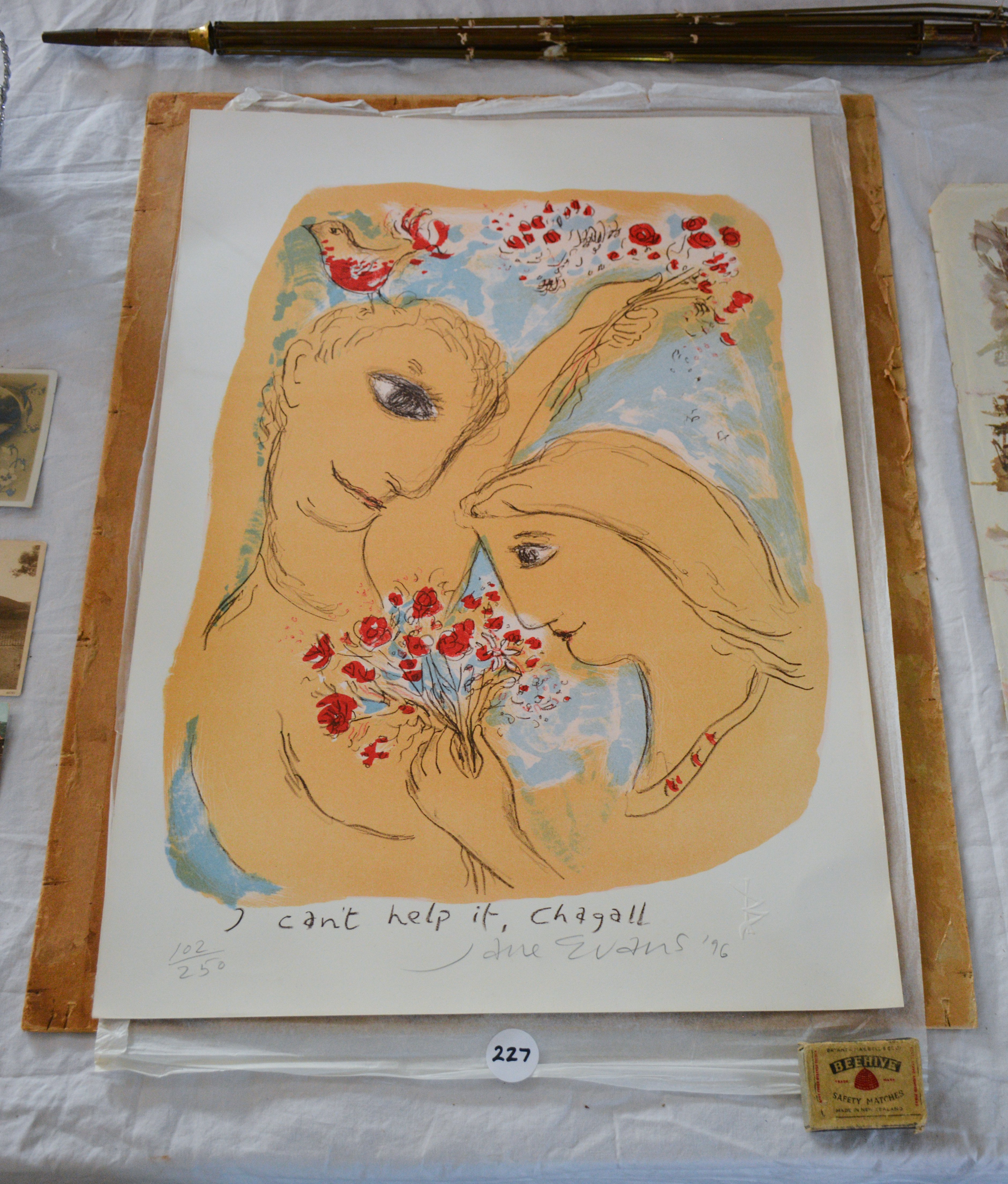 Original Unframed 1996 Jane Evans Lithograph — sold at auction in New Zealand for $150