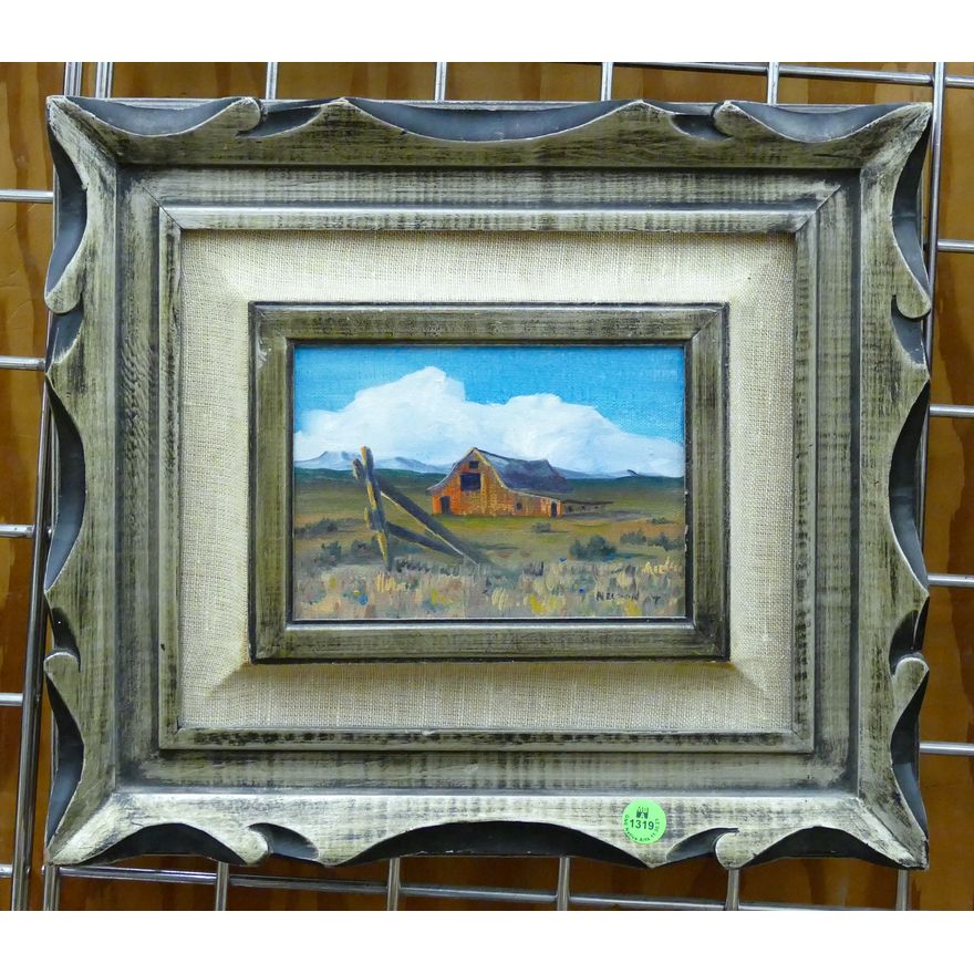 Nelson ''Barn Landscape'' Oil Painting Framed 13''x15''