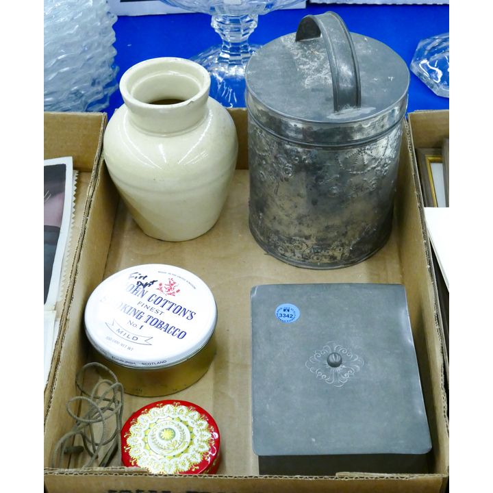 Box Old Pewter Humidor etc.