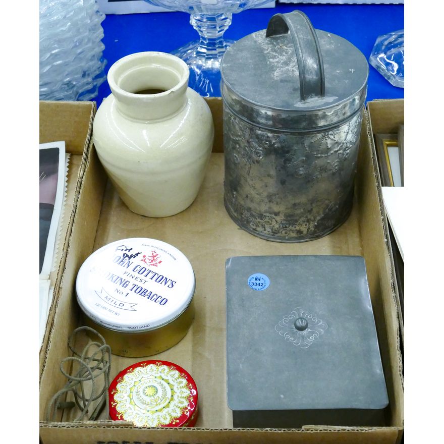 Box Old Pewter Humidor etc.