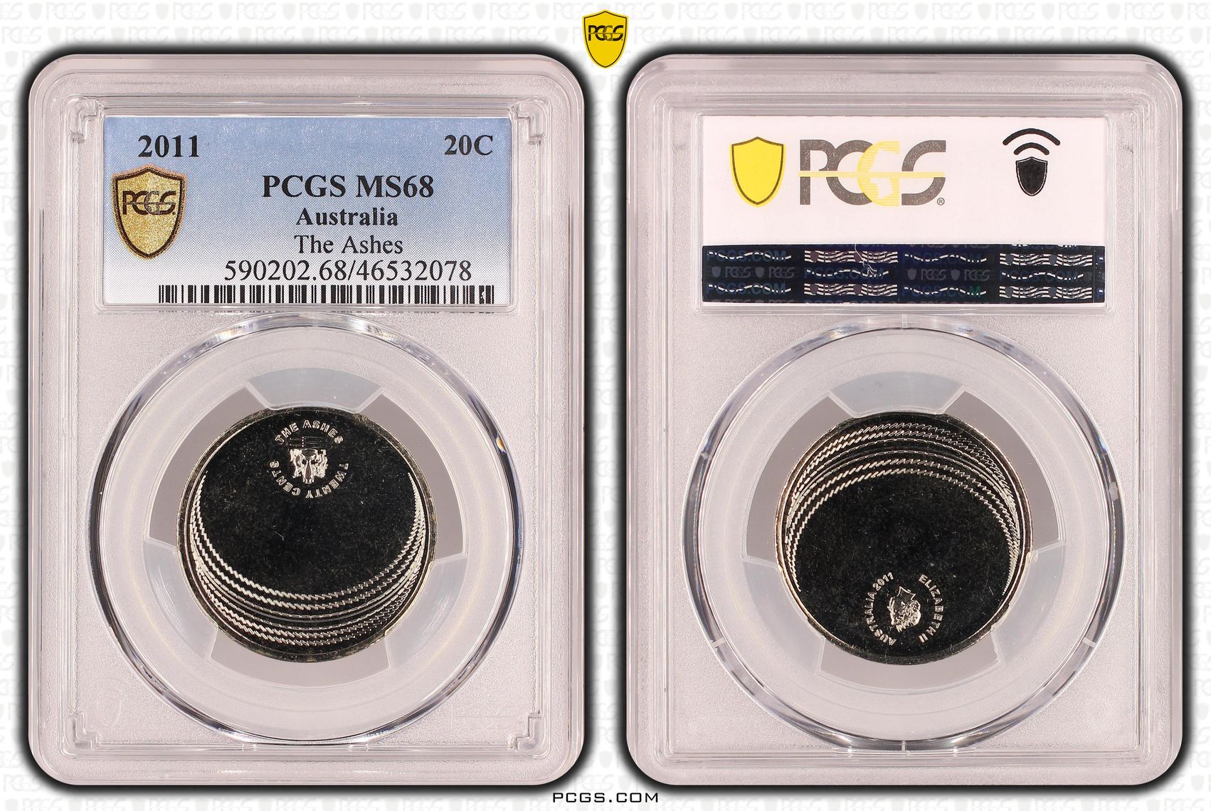 Elizabeth II, The Ashes, Twenty Cent, 2011, PCGS MS 68