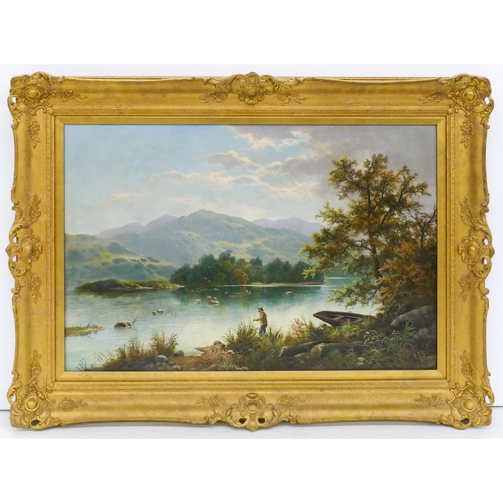 Edgar Longstaffe River Landscape with Fisherman