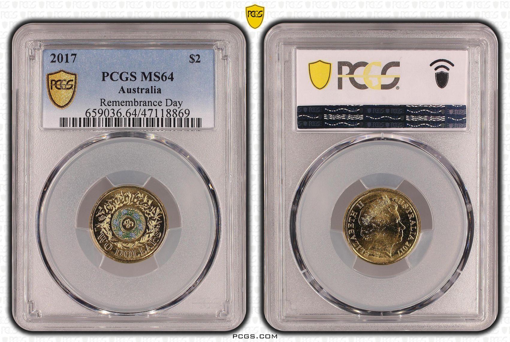 Elizabeth II, Remembrance Day Colorized, Two Dollar, 2017, PCGS MS64