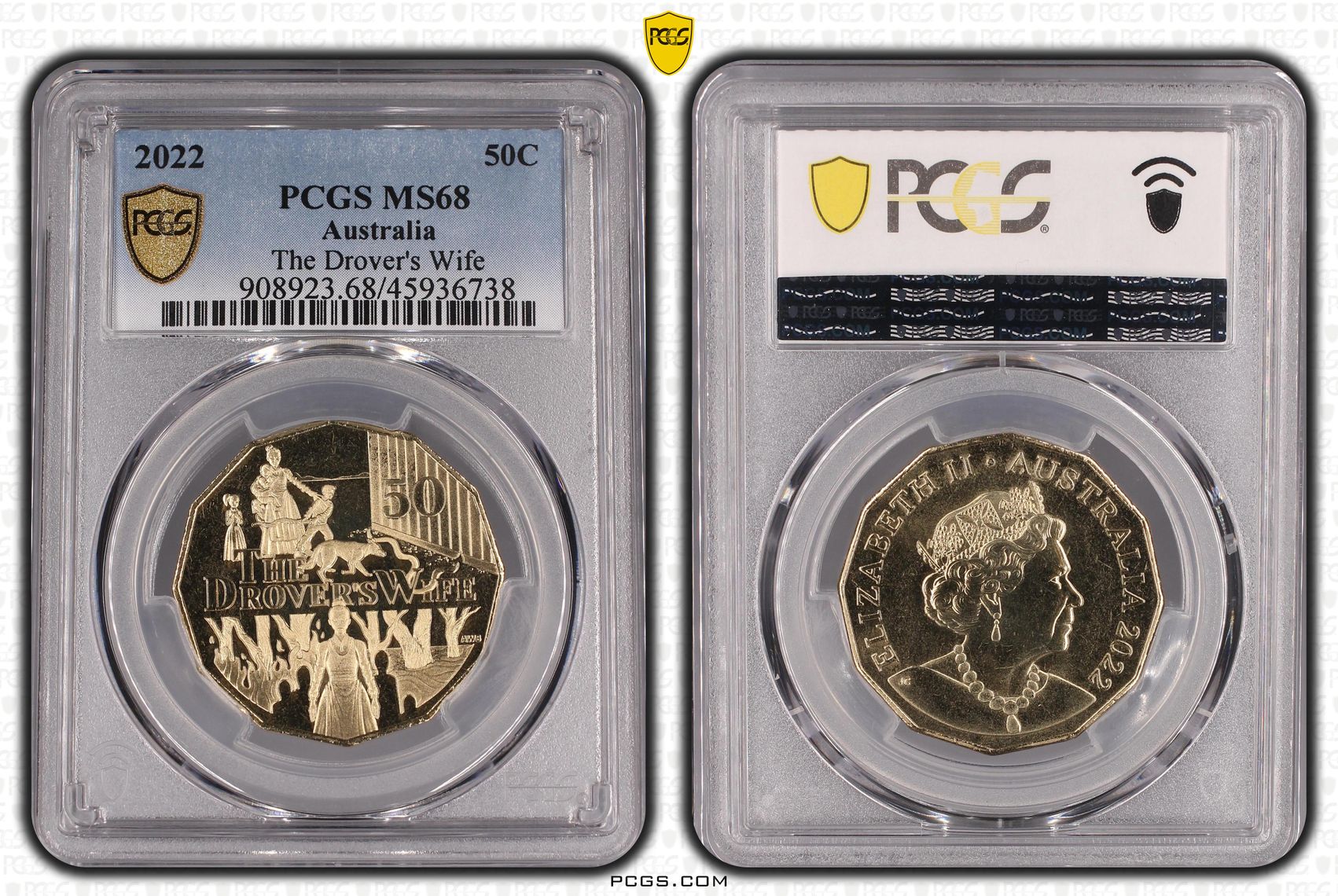 2022 Australia Fifty Cent, 50c The Drover's Wife PCGS - MS68 POP 8/0 -738