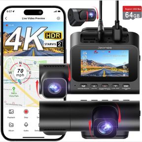 3 CHANNEL 4K DASH CAM, DASH CAMERA FOR CARS WITH STARVIS 2 HDR NIGHT VISION, 4K+1080P+1080P FRONT INSIDE AND REAR TRIPLE CAR CAMER