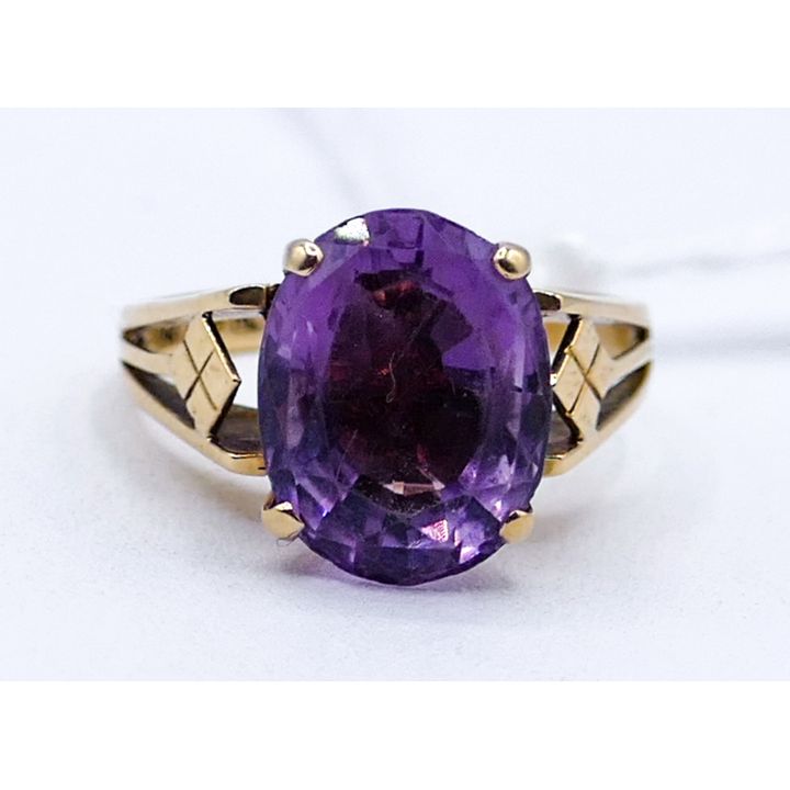 Ladies 14k Amethyst Stone Ring Size 6 - 3.6 Grams