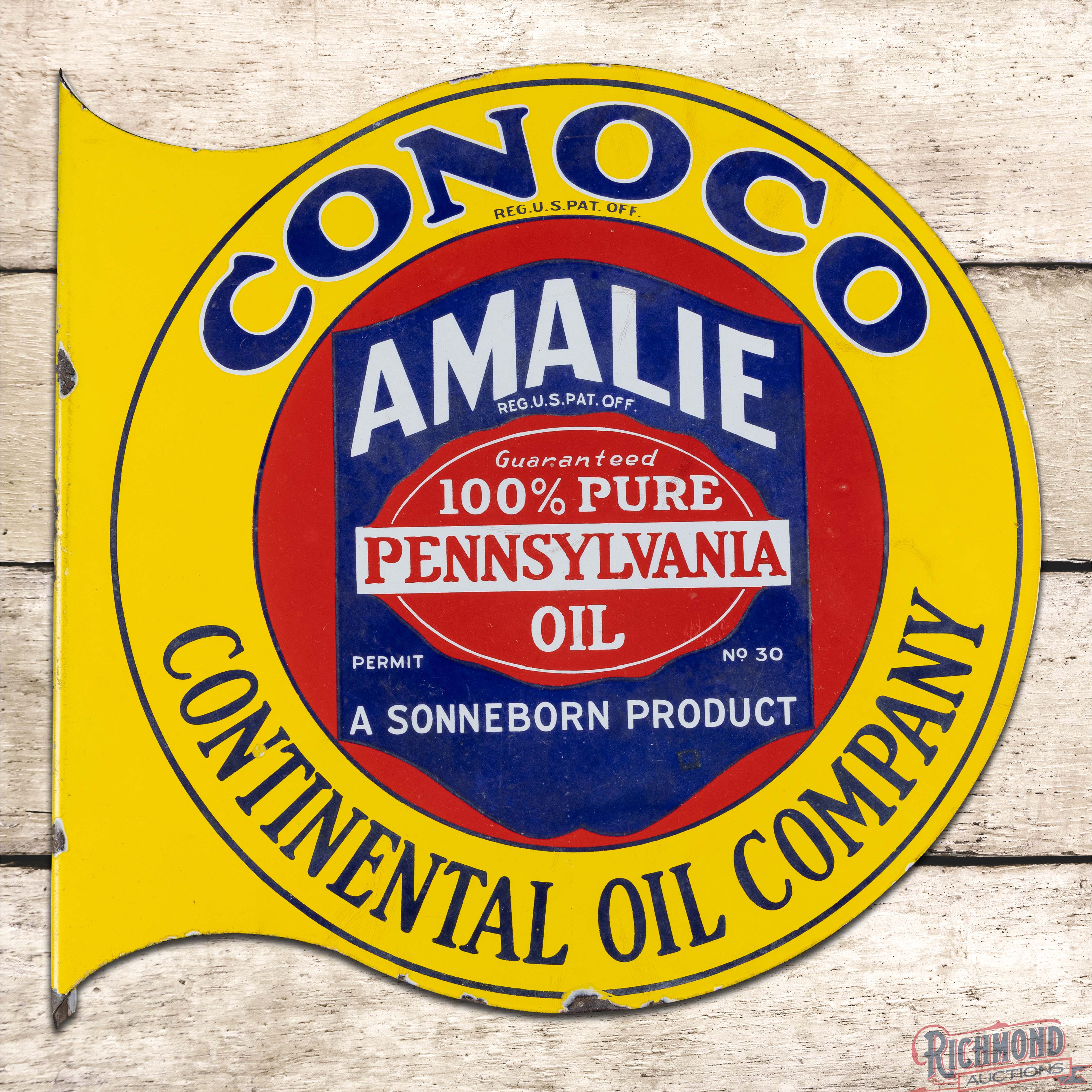Rare Conoco Amalie 100% Pure Pennsylvania Motor Oil Double Sided ...