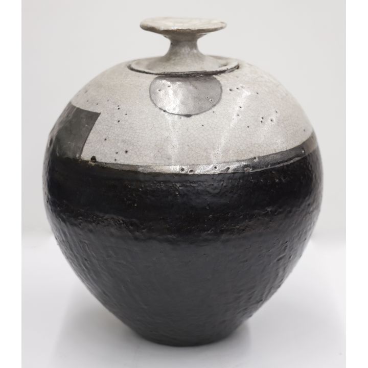 Robert Sperry White Crackle Jar 1984 Stoneware