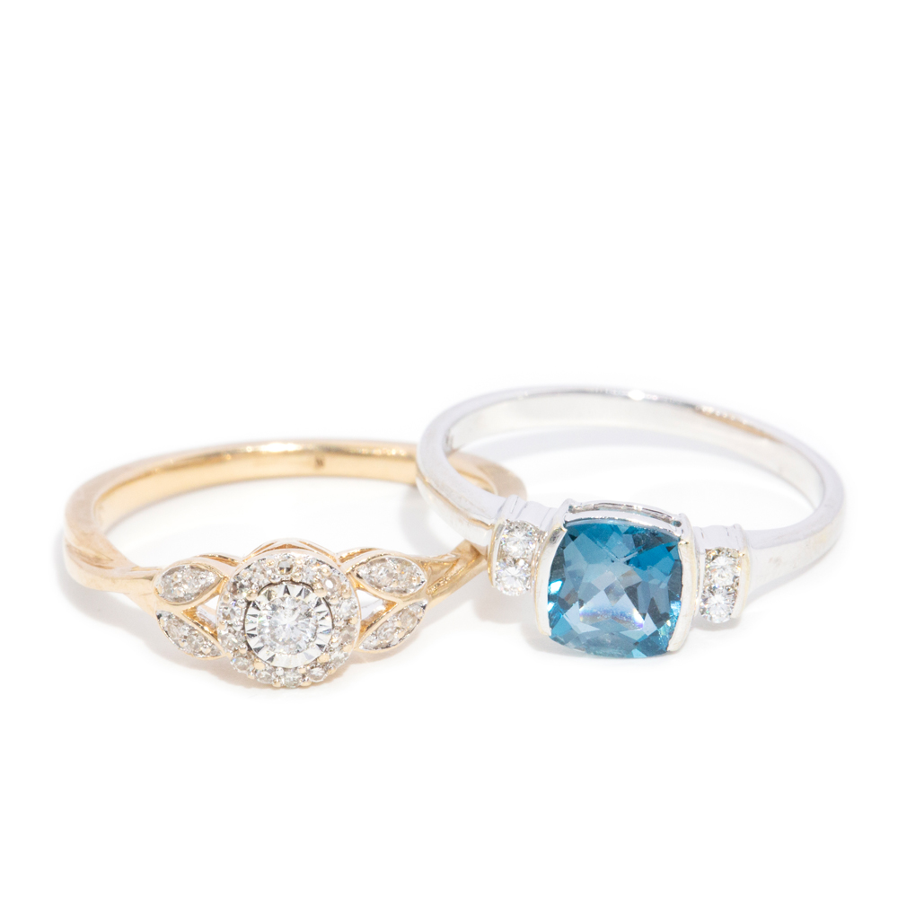 199 · Two Topaz & Diamond 9ct Gold Rings