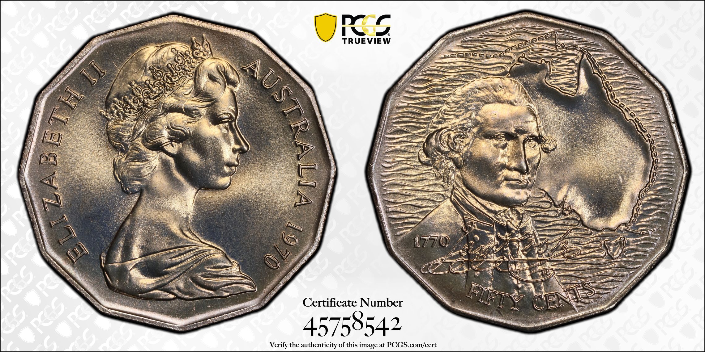 Captain Cook, Fifty Cent, 1970, PCGS MS68