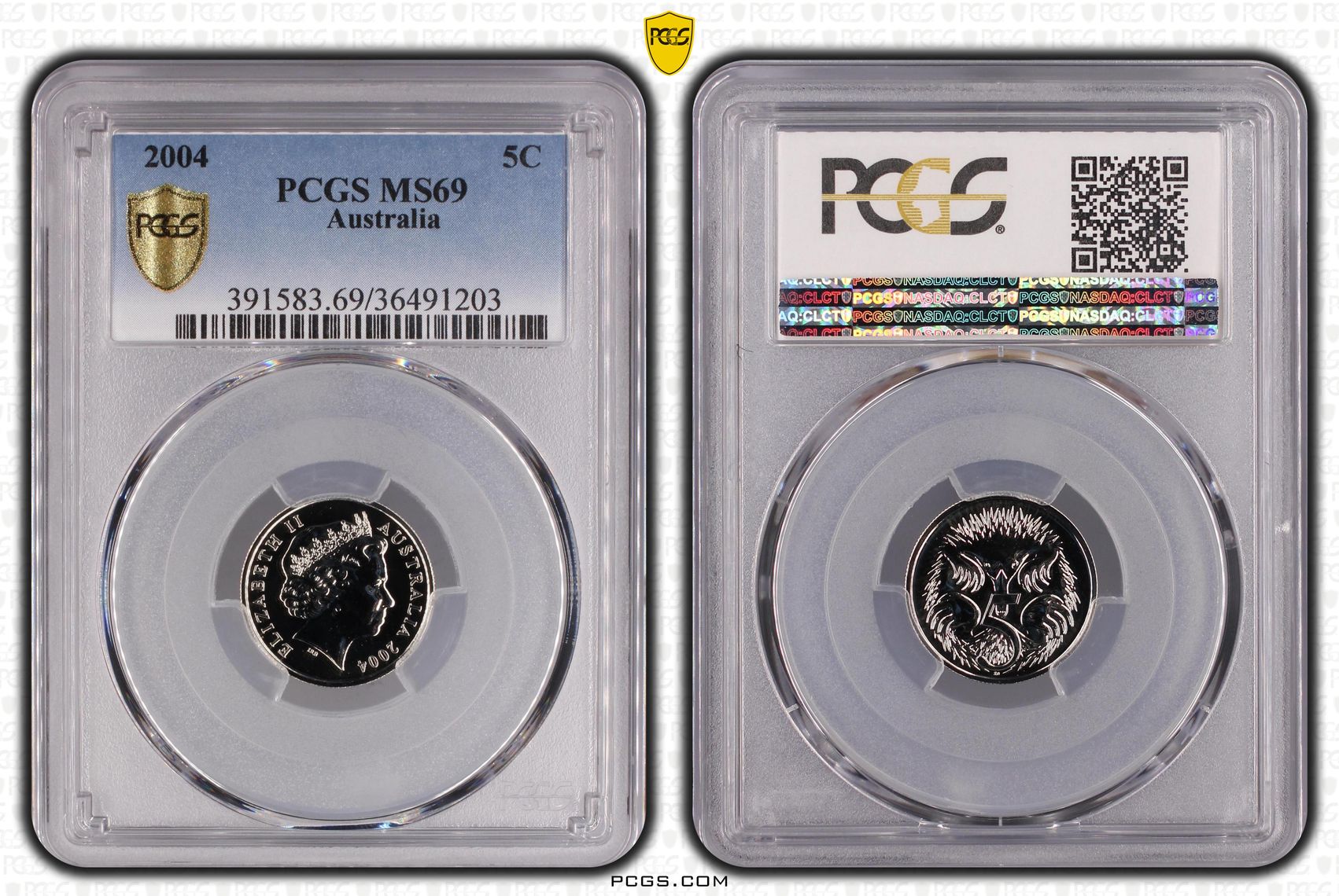 Elizabeth II, Five Cent, 2004, PCGS MS69