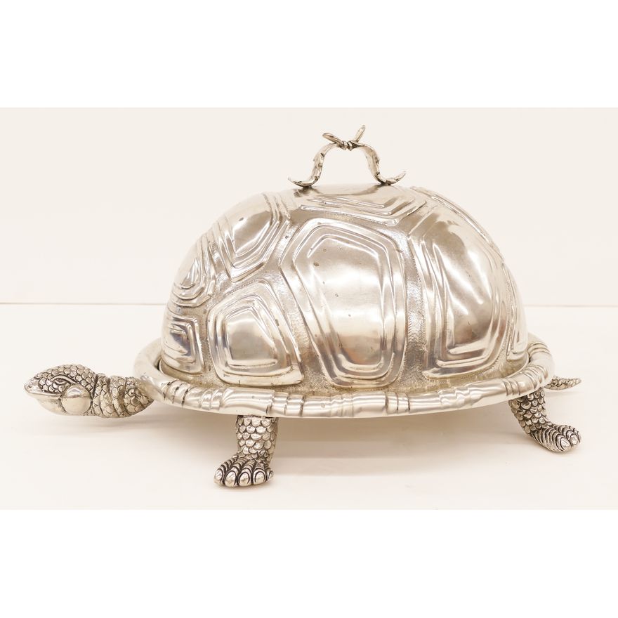 Italian Figura Piero Pewter Turtle Covered Server