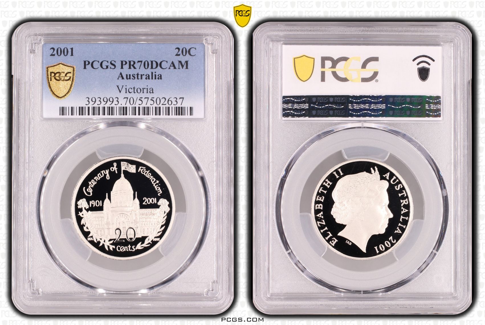 Victoria, Twenty Cent, 2001, PCGS PR70DCAM
