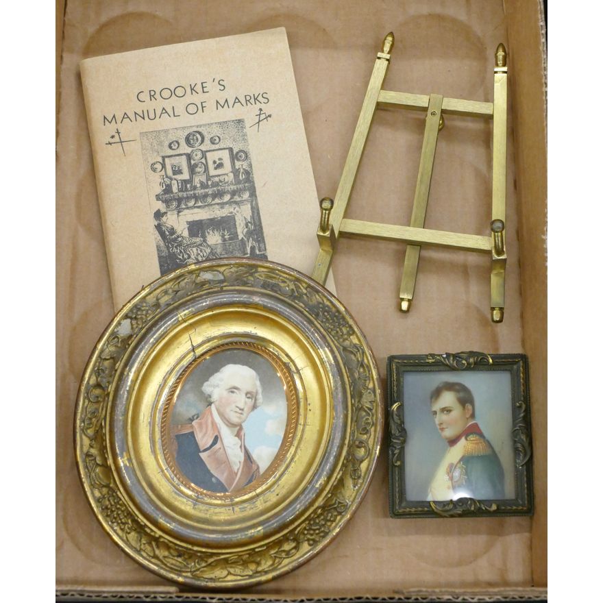 Box Antique Framed Miniatures etc.