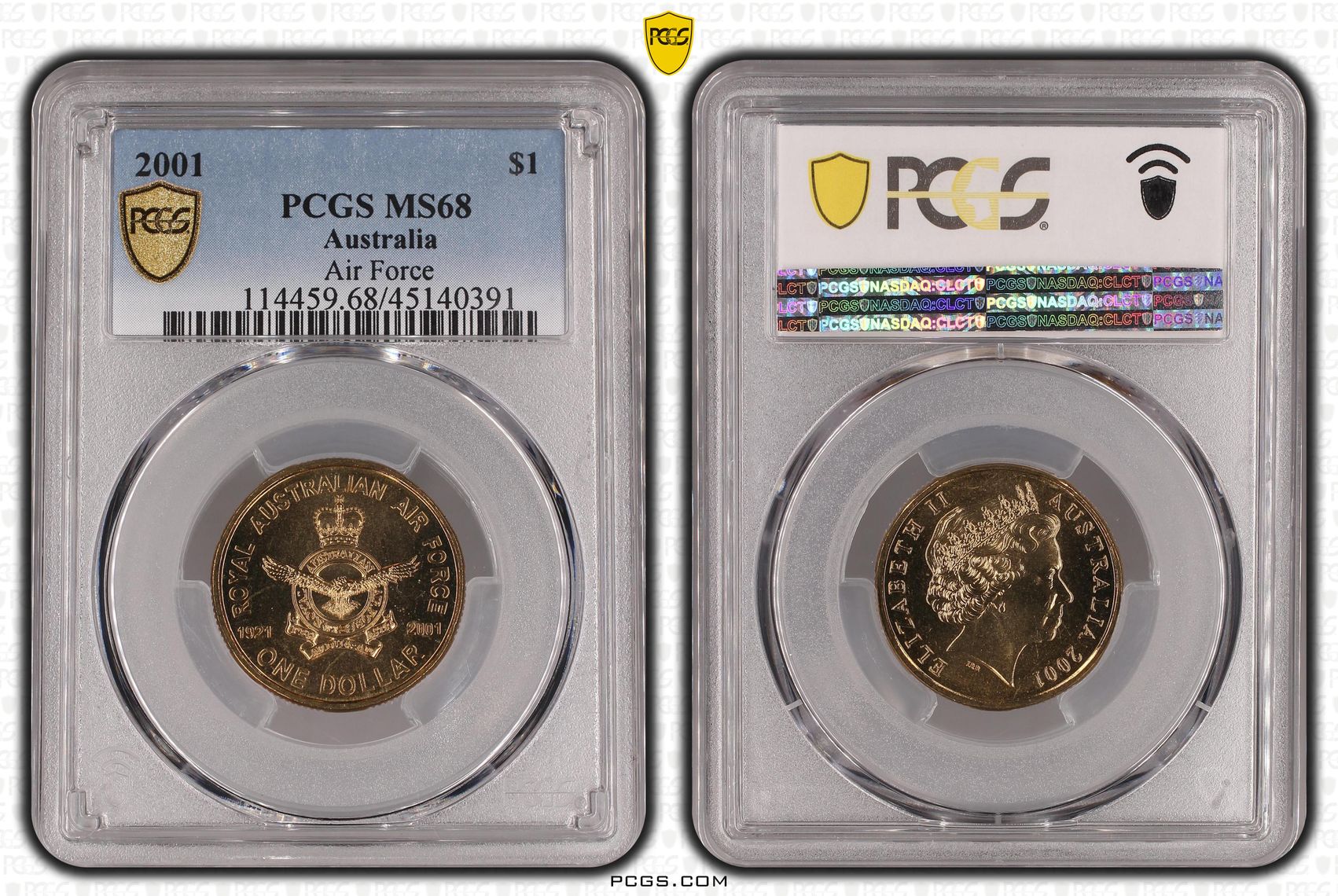 Elizabeth II, Air Force, One Dollar, 2001, PCGS MS 68