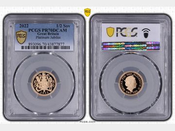 2022 PLATINUM JUBILEE PROOF GOLD HALF SOVEREIGN PR70 DCAM TOP POP!
