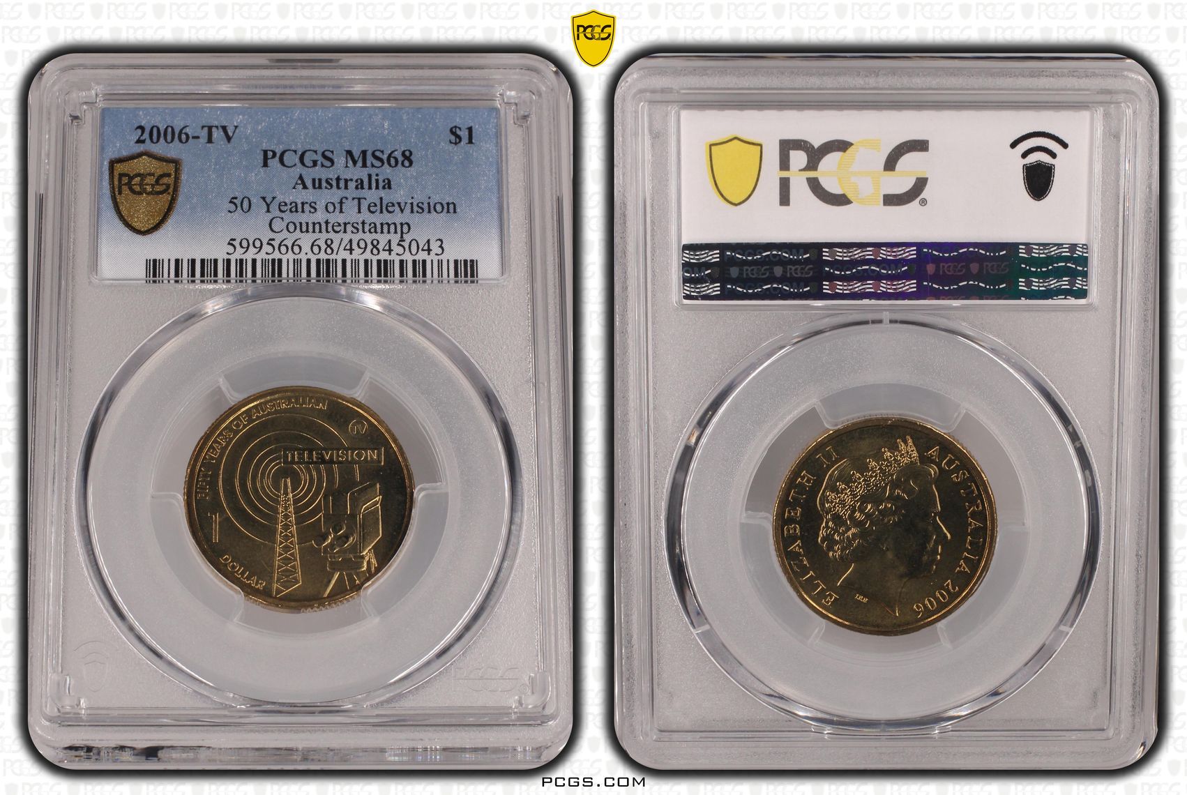 234 · Elizabeth II, 50 Years of Television , One Dollar, 2006-TV, PCGS MS68