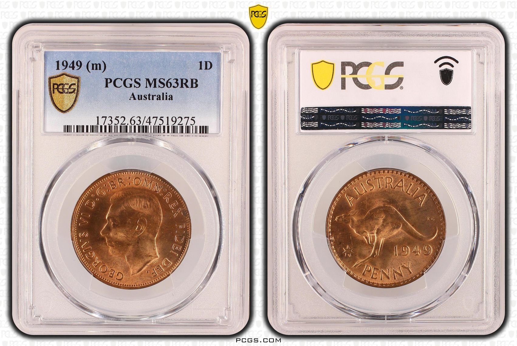 George VI, Penny, 1949, PCGS MS63RB