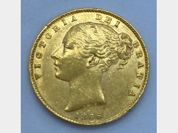 1866 VICTORIA #DIE 53 SHIELD GOLD SOVEREIGN