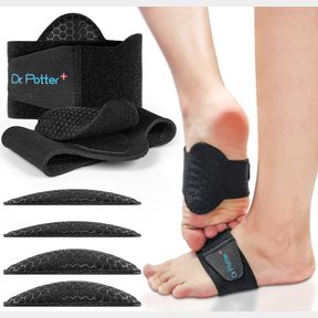 ARCH SUPPORT SLEEVES FOR PLANTAR FASCIITIS RELIEF, ADJUSTABLE COMPRESSION BANDS WITH REMOVABLE ARCH SUPPORT PADS FOR FALLEN ARCHES