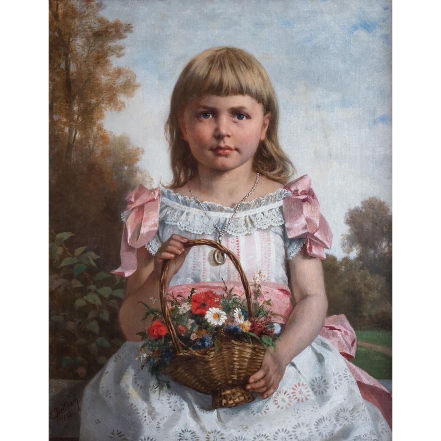 Carl Breitbach | Dziewczynka z polnymi kwiatkami, 1888 r.
