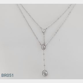STERLING SILVER STUNNING SILVER DROP NECKLACE WITH CZ'S - 51543/201