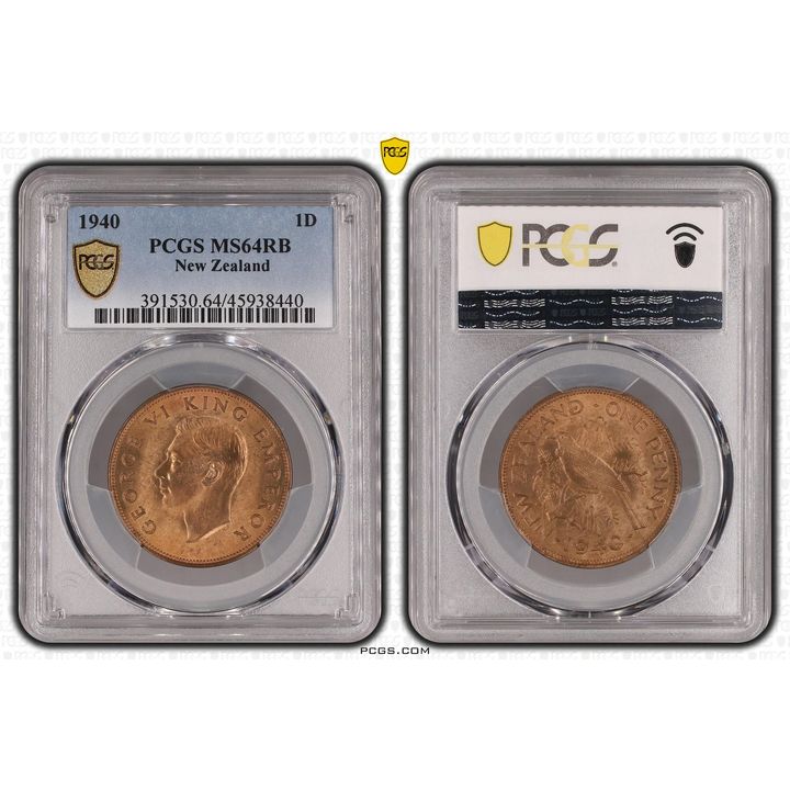 1940 New Zealand Penny PCGS - MS64RB -440