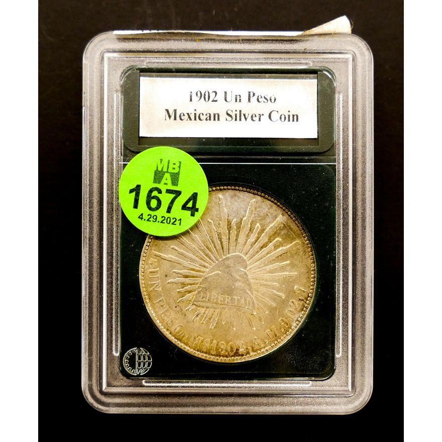 1902 Mexican Silver Peso Coin Slab