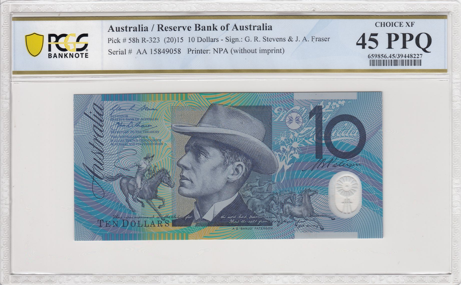 Stevens/ Fraser, Ten Dollar, 2015, PCGS Choice XF 45 PPQ
