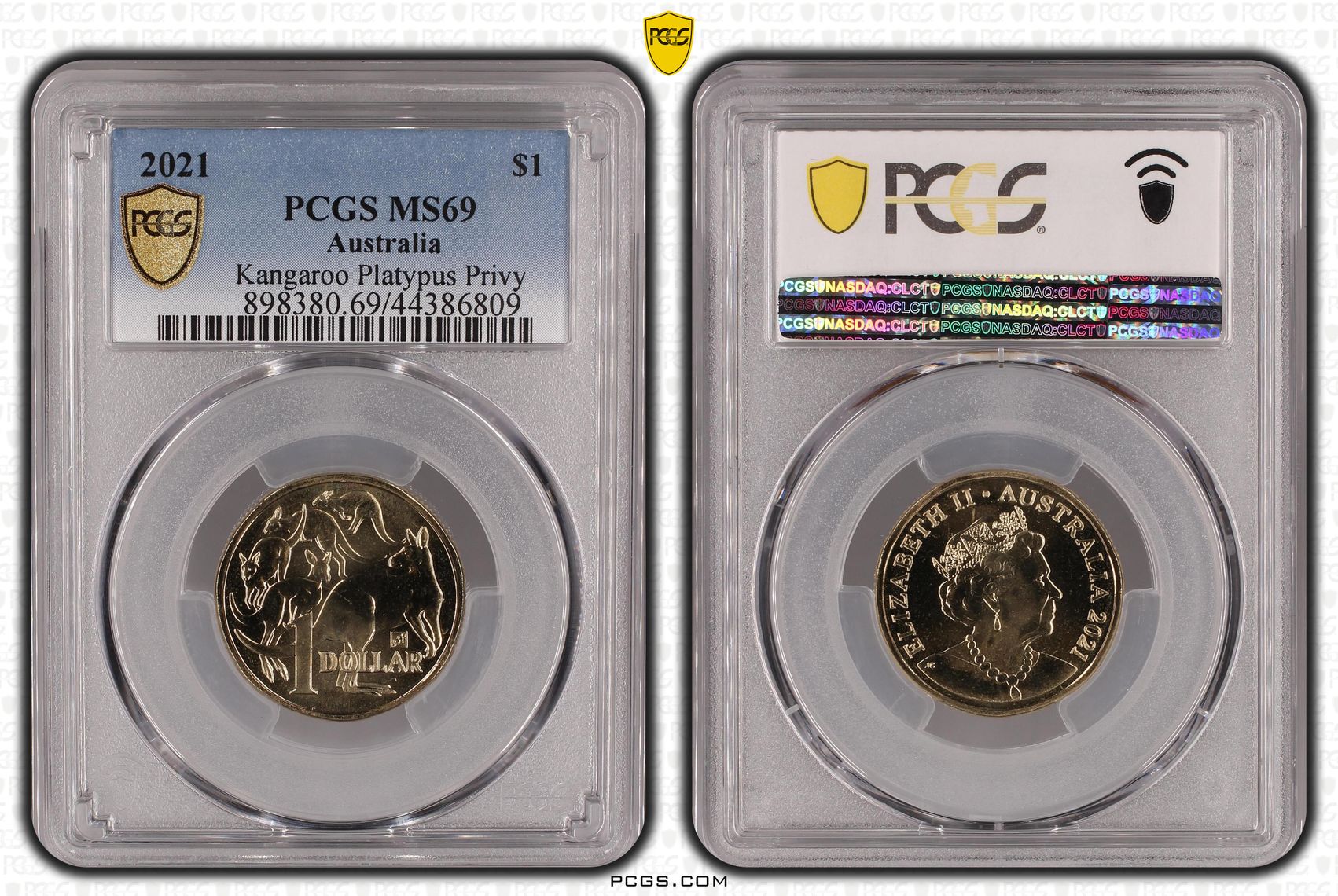 Mob of Roos - Platypus Privy, One Dollar, 2021 POP Report 17/0, PCGS MS 69