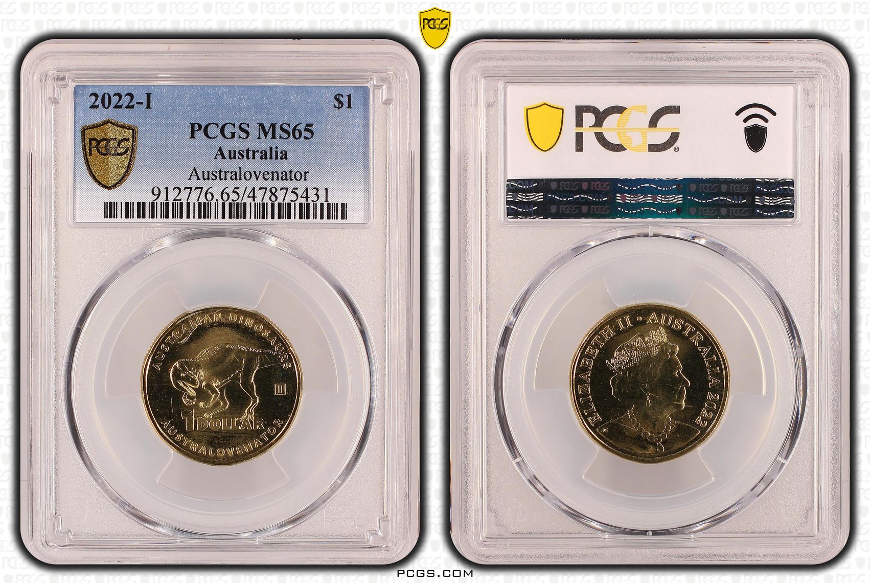 Australovenator Privy Australian Dinosaurs , One Dollar, 2022-I, PCGS MS65