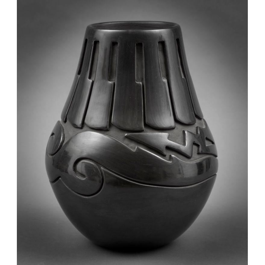 Vickie Martinez-Tafoya - Carved Blackware jar