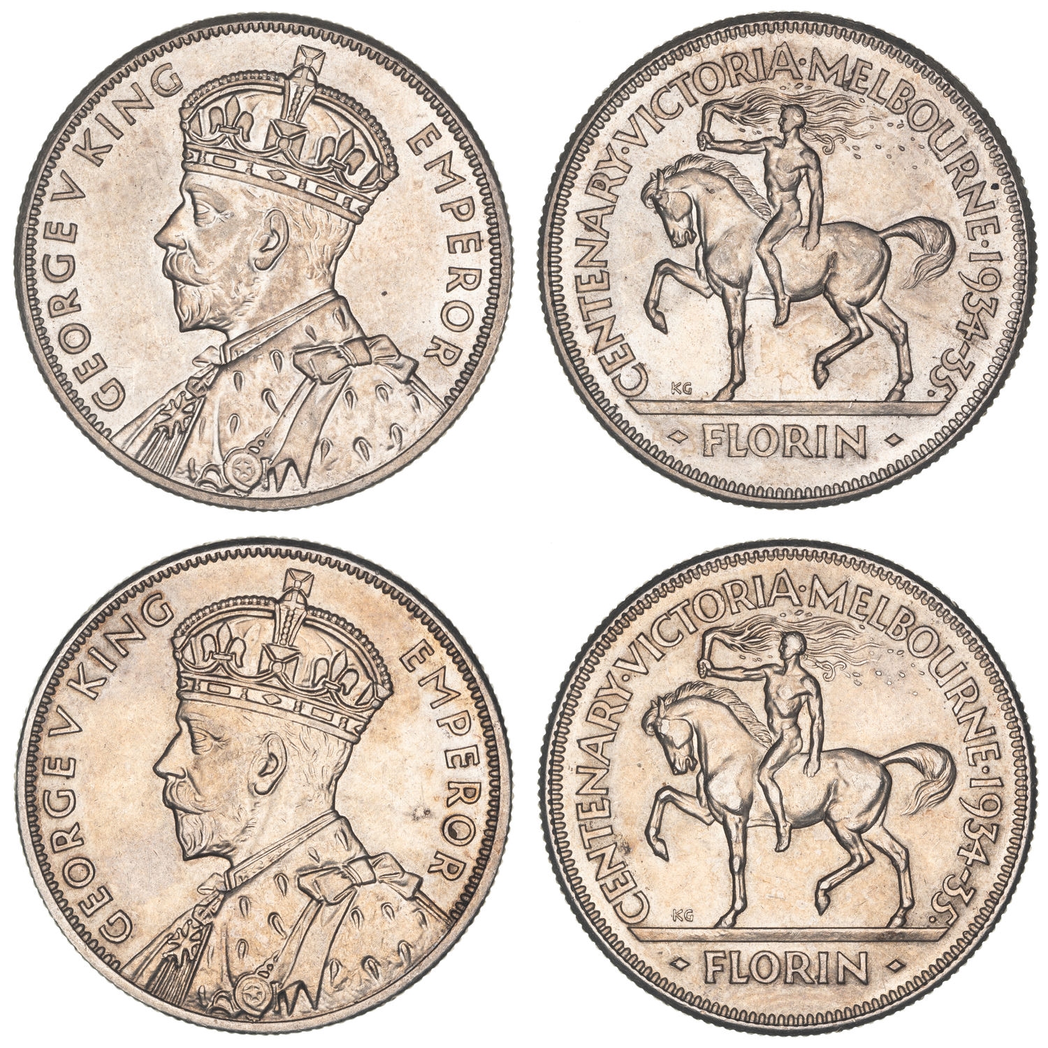 George V, Melbourne Centenary, Florin, 1934-35, UNC