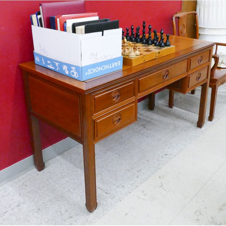 Chinese Rosewood Carved Desk- 30x54x24''