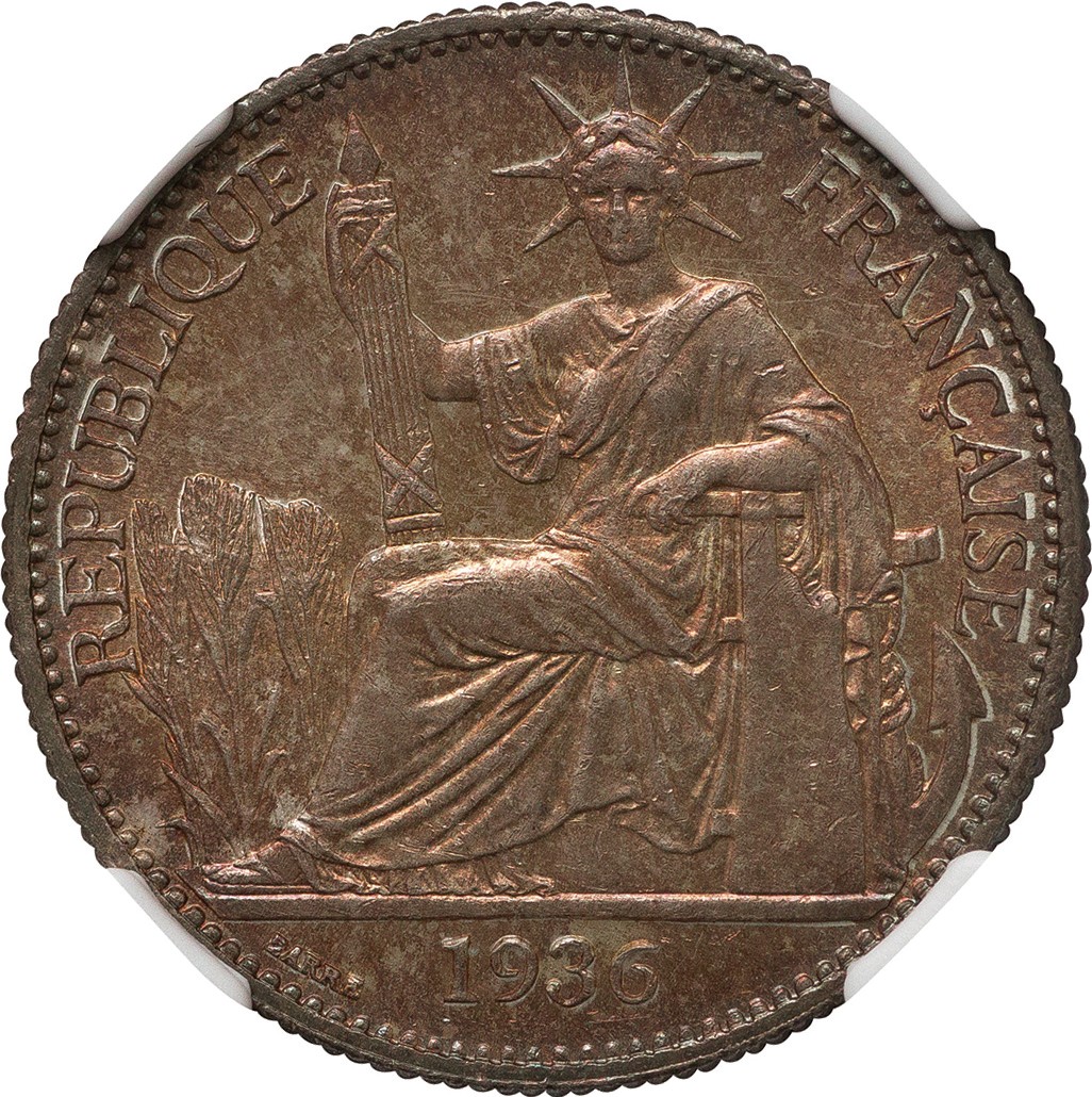 仏領インドシナ-F. Indochina. NGC MS64. 未使用. UNC. 50セント(Cents