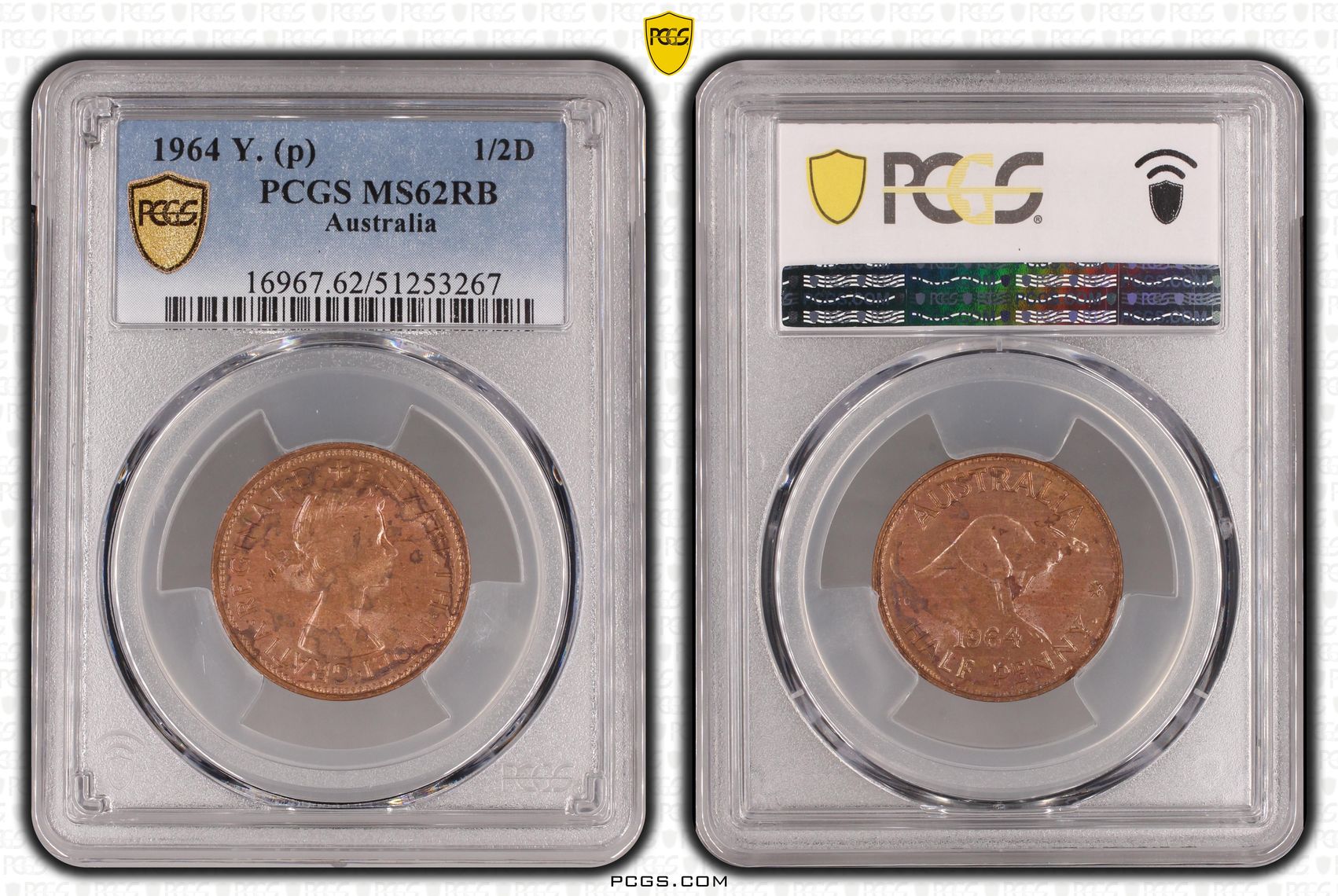 Elizabeth II, Halfpenny, 1964 Y. (p), PCGS MS62RB