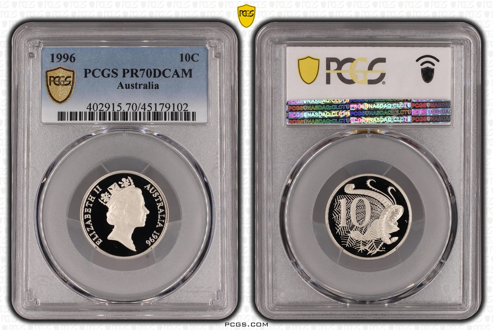 1996 Australia Ten Cent, 10c PCGS - PR70DCAM POP 27/0 -102