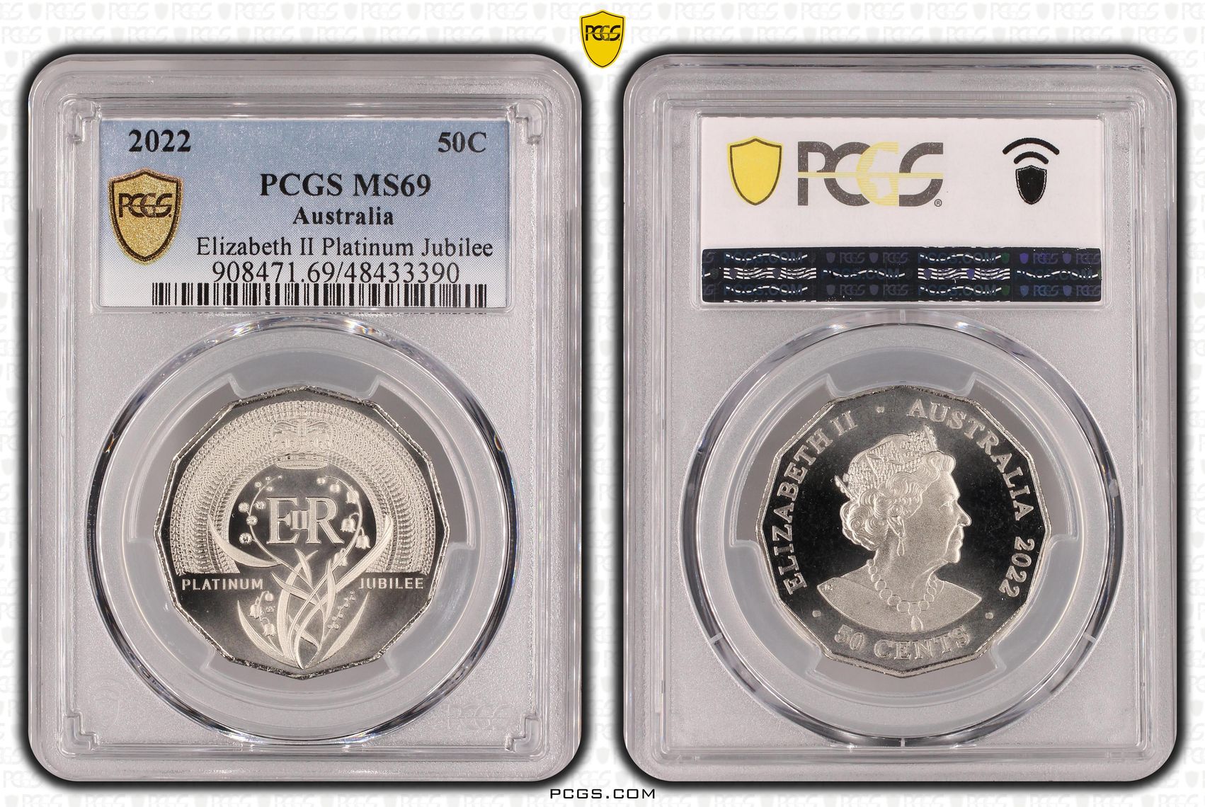 Elizabeth II, Elizabeth II Platinum Jubilee, Fifty Cent, 2022, PCGS MS69