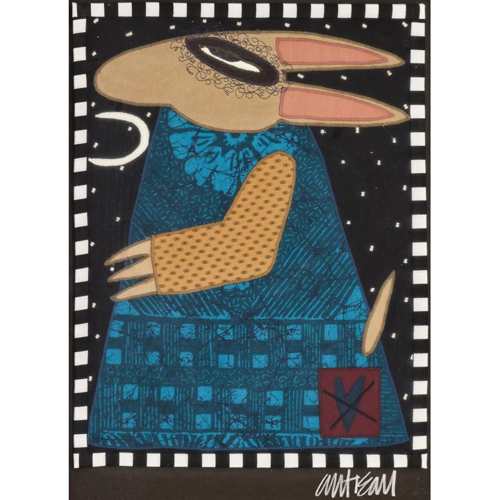 Chris Roberts Antieau ''A Rabbit in a Dress'' Fabric Art