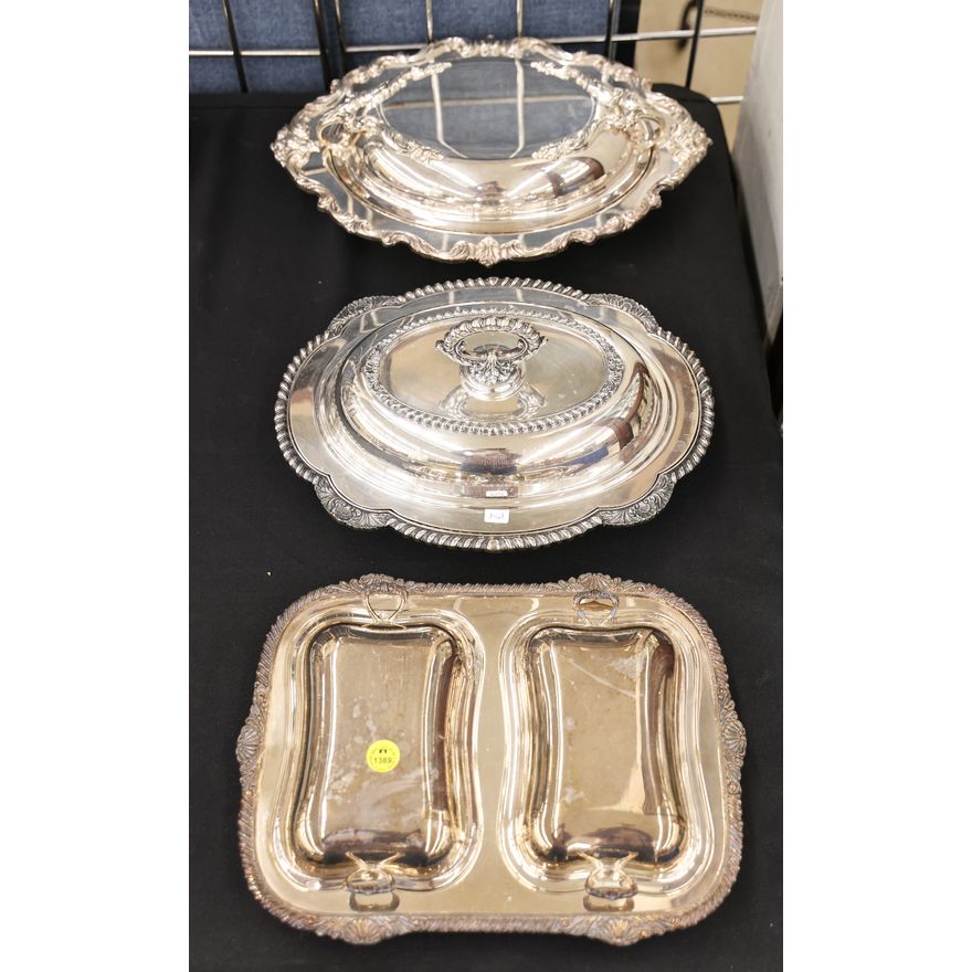 3pc Silverplated Covered Servers 13'' Approx.